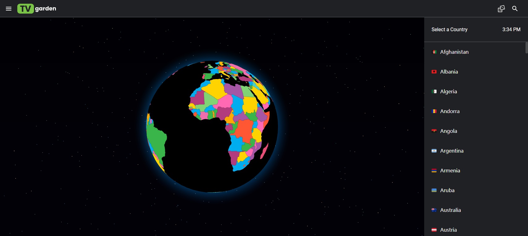 3D Globe TV Interface